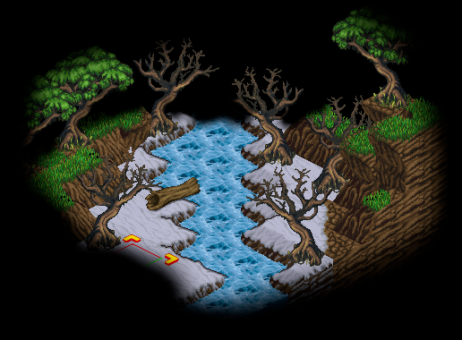Winter-frozen river crossing